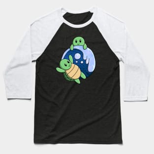 Sea Turtle Waves Baseball T-Shirt